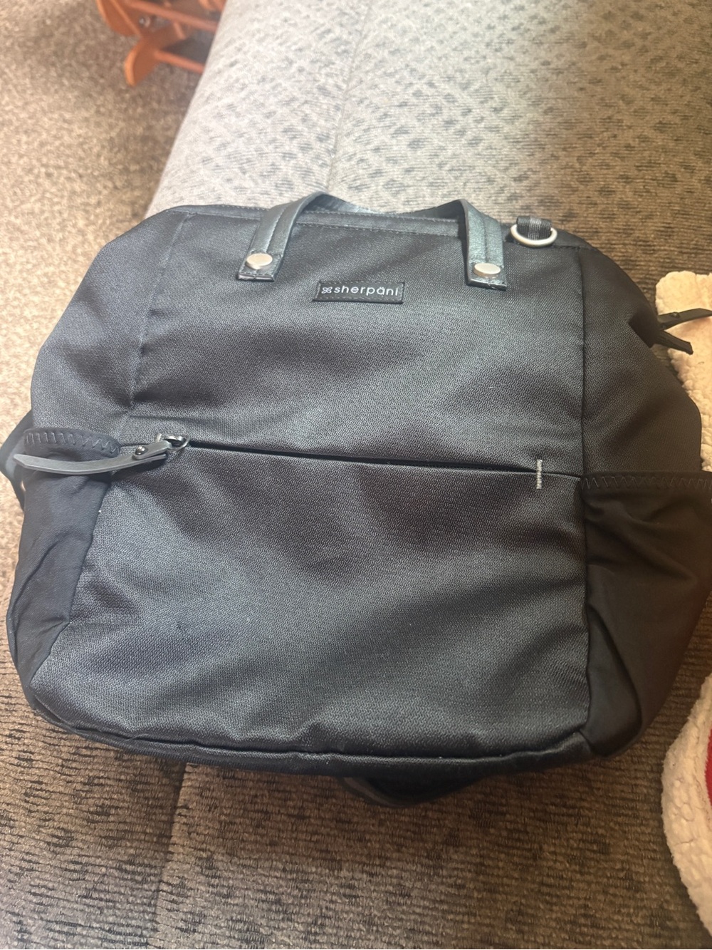 Sherpani Black Backpack Tote - Convertible Travel Bag
